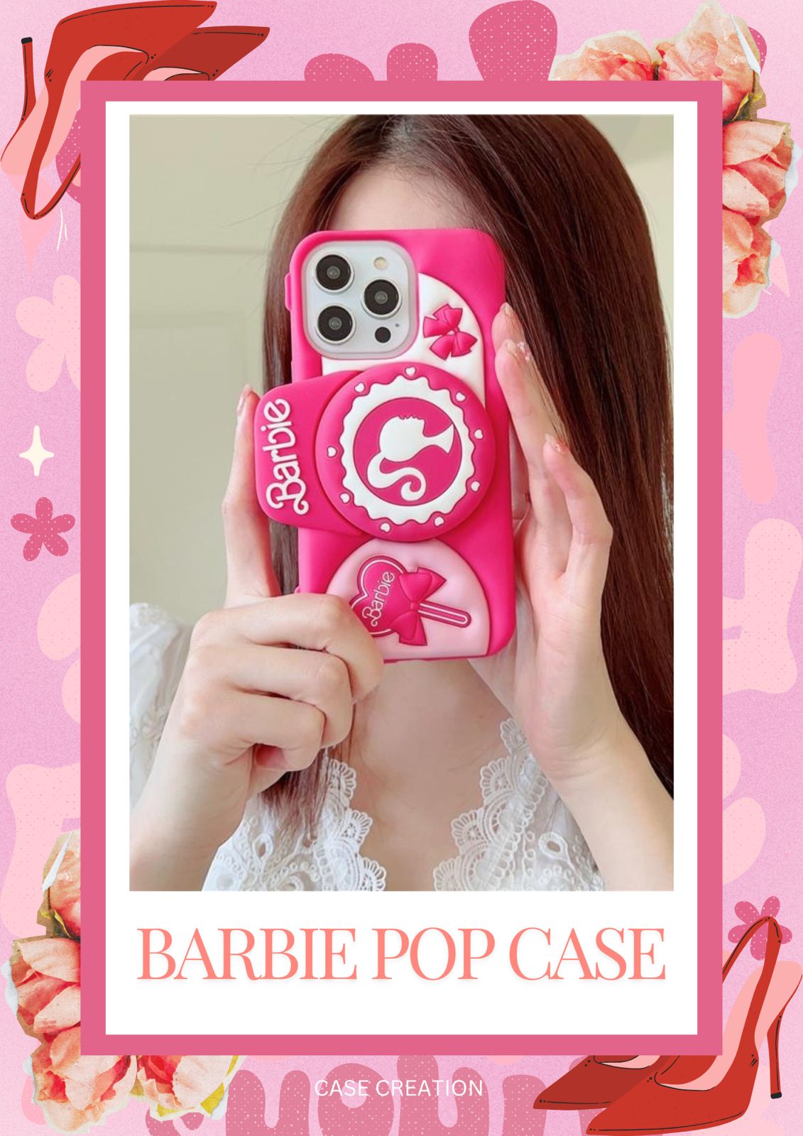 3D Cute Barbie Camera Holder Case Cartoon Bow with stand DSLR Look